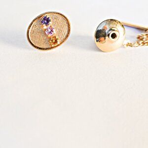 Vintage  multicolor gemstones men's tie tack